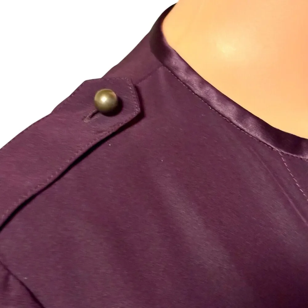 Lafayette 148 Size 6 Purple 100% Silk Chiffon Long Sleeve Blouse Career - Picture 4 of 8